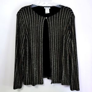Metaphor Vintage Long Sleeve Padded Shoulders Gold Black Sparkles Jacket Size L